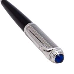 Pre Owned Cartier R De Cartier Palladium Finish Black Composite BallPoint Pen