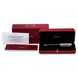 Pre Owned Cartier R De Cartier Palladium Finish Black Composite BallPoint Pen