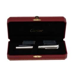 Pre Owned قلم حبر كارتييه صدف منقوش مطلي بلاديوم أرت دكو