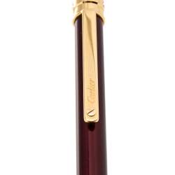 مملوكة مسبقًا Cartier Gold Plated Burgundy Lacquer Santos de Cartier Ballpoint Pen