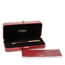مملوكة مسبقًا Cartier Gold Plated Burgundy Lacquer Santos de Cartier Ballpoint Pen