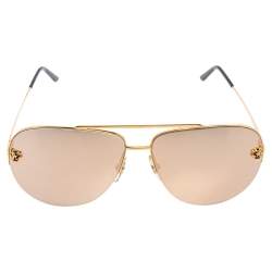 مملوكة مسبقًا Cartier Gold Panthere De Cartier Mirror Aviator Sunglasses