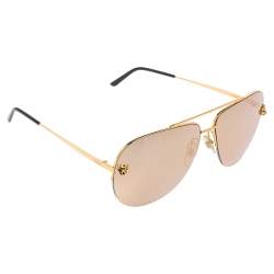 مملوكة مسبقًا Cartier Gold Panthere De Cartier Mirror Aviator Sunglasses