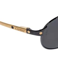 Cartier Black Santos Dumont Polarized Aviator Sunglasses