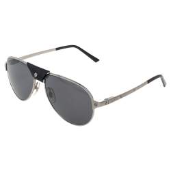 Cartier Black Acetate Santos de Cartier Polarized Aviator Sunglasses