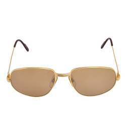 Pre Owned Cartier Two Tone/ Gold Mirrored Must de Cartier Aviator Sunglasses