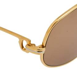 Pre Owned Cartier Two Tone/ Gold Mirrored Must de Cartier Aviator Sunglasses