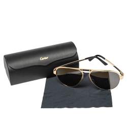 Pre Owned Cartier Black Santos de Cartier Aviator Sunglasses