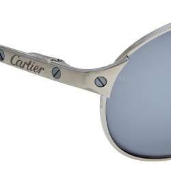 Cartier Brushed Ruthenium Tone/ Grey Santos Dumont Sunglasses