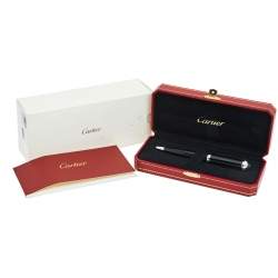 Pre Owned Cartier R De Cartier Black Composite Palladium Finish Ballpoint Pen