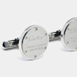 Cartier Water Resistant Decor Sterling Silver Round Cufflinks