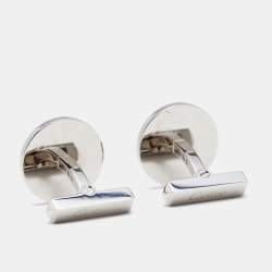 Cartier Water Resistant Decor Sterling Silver Round Cufflinks