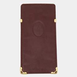 Pre Owned Cartier Maroon Leather Must de Cartier Sunglasses Case