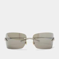 Cartier Silver Tone/ Grey Panthère de Cartier Shield Sunglasses
