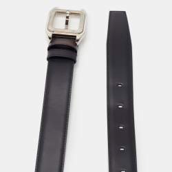 Pre Owned Cartier Black/Brown Leather Santos de Cartier Reversible Belt 