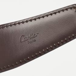 Pre Owned Cartier Black/Brown Leather Santos de Cartier Reversible Belt 