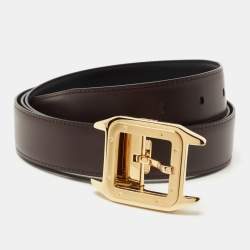 Cartier Black/Brown Leather Santos de Cartier Reversible Belt 