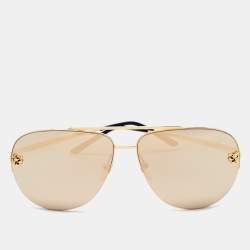 Cartier Gold Panthere De Cartier Mirrored Aviator Sunglasses