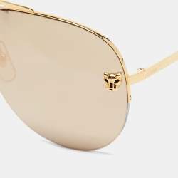 Cartier Gold Panthere De Cartier Mirrored Aviator Sunglasses