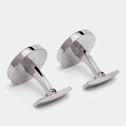 Pre Owned Cartier Gullioche Double C De Cartier Lacquer Sterling Silver Cufflinks