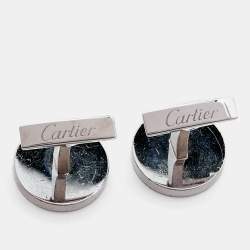 Pre Owned Cartier Gullioche Double C De Cartier Lacquer Sterling Silver Cufflinks