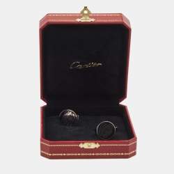Cartier Tiger Enamel Sterling Silver Stainless Steel Cufflinks