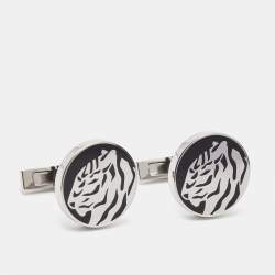 Cartier Tiger Enamel Sterling Silver Stainless Steel Cufflinks