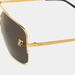 Cartier Panthere Smoke Gold Plated CT0244S Square Sunglasses