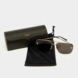 Cartier Panthere Smoke Gold Plated CT0244S Square Sunglasses