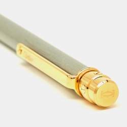 Cartier Santos de Cartier Silver Lacquer Gold Tone Ballpoint Pen
