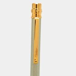 Cartier Santos de Cartier Silver Lacquer Gold Tone Ballpoint Pen