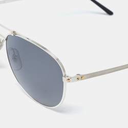 Pre Owned Cartier Two Tone/Grey CT0083S Pilot Sunglasses