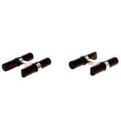 Cartier Vintage Interchangeable Wood 18K White Gold Santos De Cartier Cufflinks