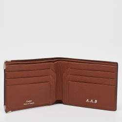 Pre Owned Cartier Brown Leather Must de Cartier 6CC Bifold Wallet