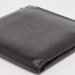 Pre Owned Cartier Black Leather Must de Cartier Bifold Wallet