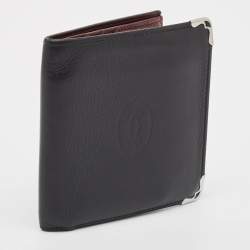 Pre Owned Cartier Black Leather Must de Cartier Bifold Wallet