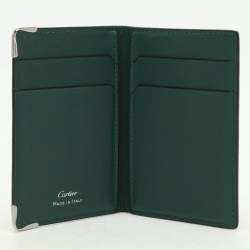Pre Owned Cartier Green Leather Le Must De Cartier Card Holder