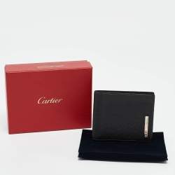 Cartier Black Leather Santos de Cartier Bifold Wallet