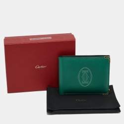 Cartier Green Leather Must De Cartier 6CC Bifold Wallet