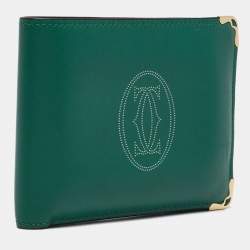 Cartier Green Leather Must De Cartier 6CC Bifold Wallet