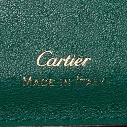 Cartier Green Leather Must De Cartier 6CC Bifold Wallet