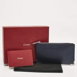 Cartier Navy Blue Leather Must de Cartier Zip Card Holder