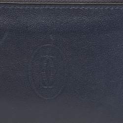 Cartier Navy Blue Leather Must de Cartier Zip Card Holder