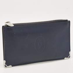 Cartier Navy Blue Leather Must de Cartier Zip Card Holder