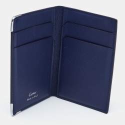 Pre Owned Cartier Blue Leather Must de Cartier Bifold Card Case
