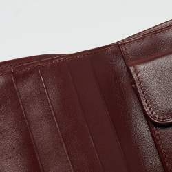 Pre Owned Cartier Dark Red Leather Must de Cartier Bifold Compact Wallet