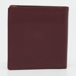 Pre Owned Cartier Dark Red Leather Must de Cartier Bifold Compact Wallet