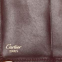 Pre Owned Cartier Dark Red Leather Must de Cartier Bifold Compact Wallet