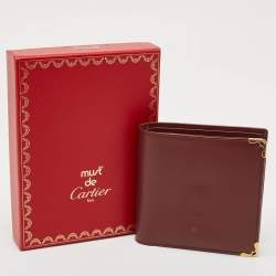 Cartier Burgundy Leather Must de Cartier Bifold Wallet