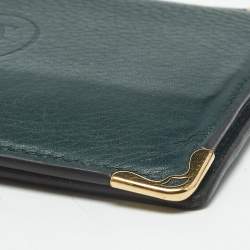 Pre Owned Cartier Dark Green Leather Must de Cartier 6CC Bifold Wallet